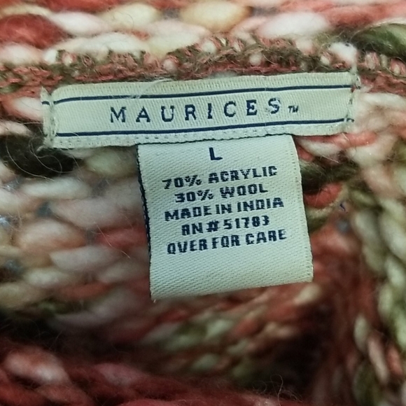 Vintage 90s Maurices Wool Chunky Knit Sweater LG - Picture 5 of 6